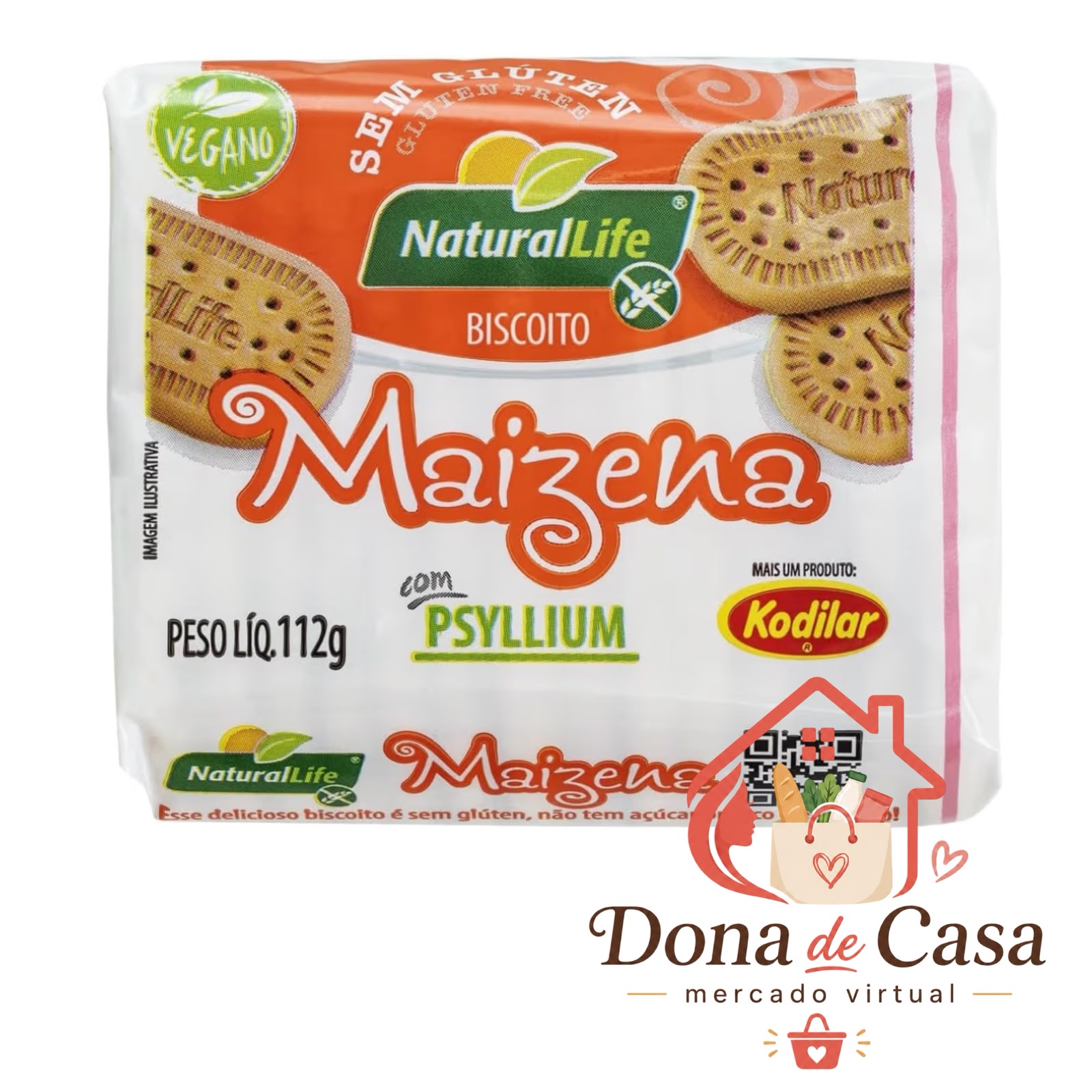 Biscoito Maizena NaturalLife com Psyllium 112g