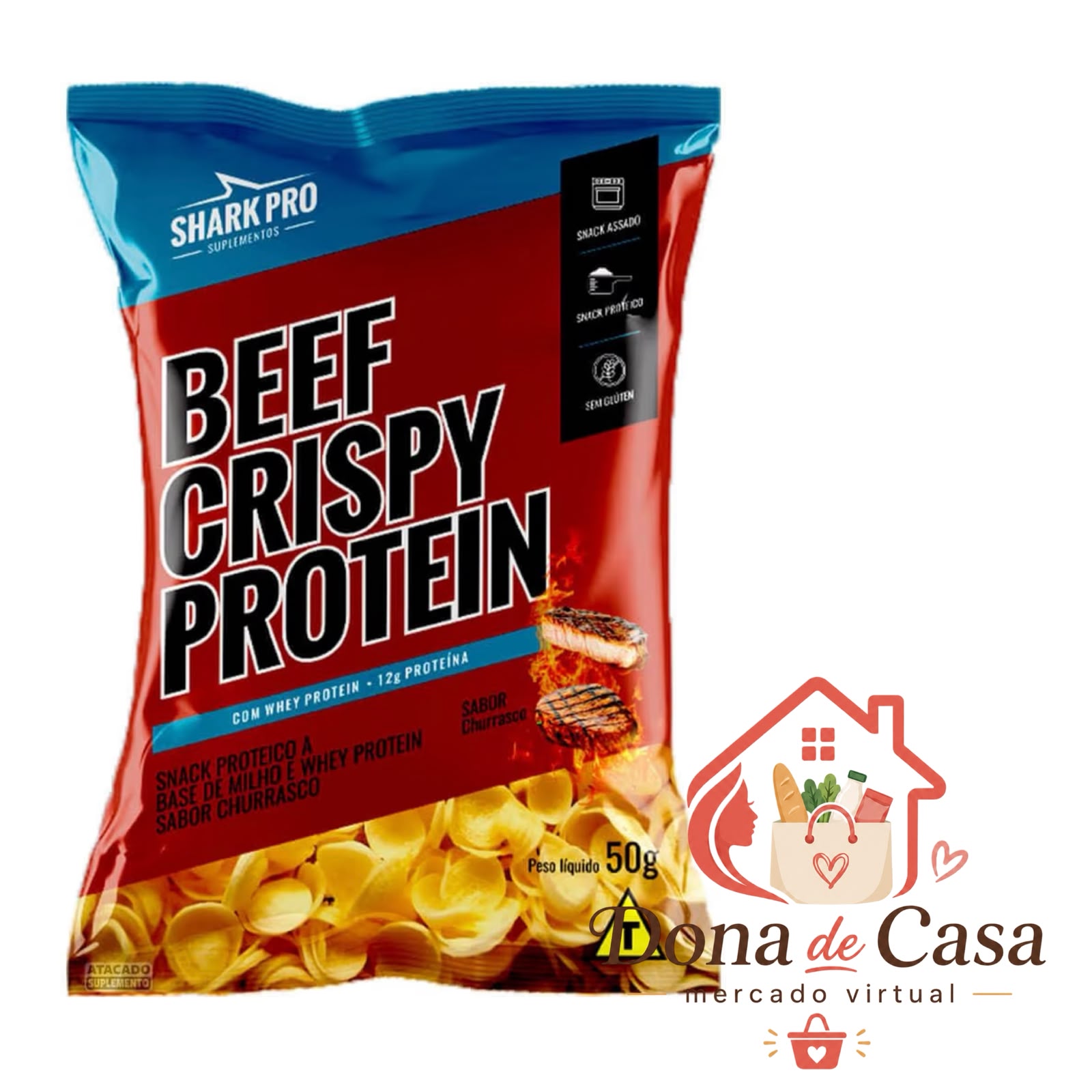 Beef Crispy Protein Shark Pro 50g — Sabor Churrasco