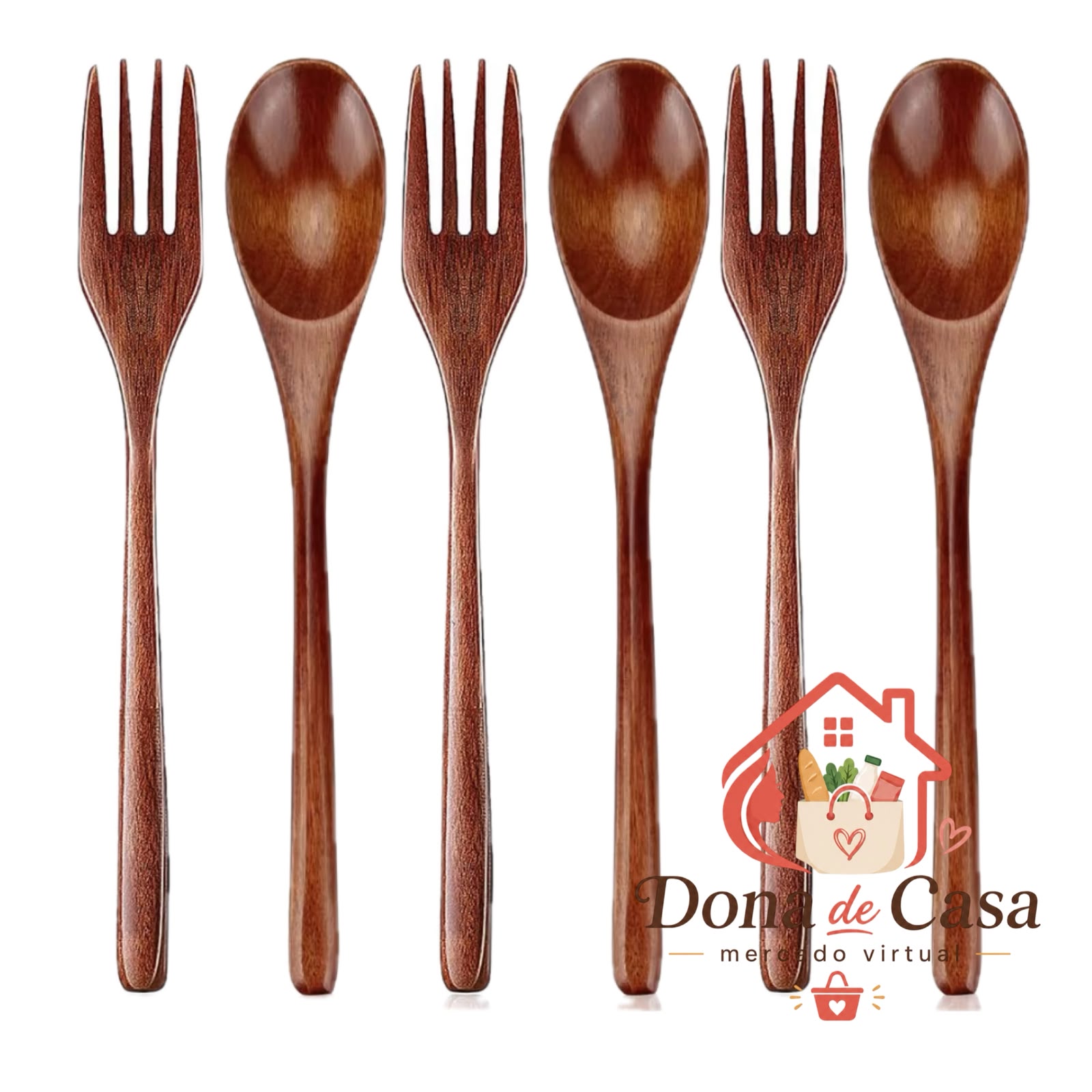 Conjunto de colher e garfo de madeira para comer, conjunto de talheres japoneses, talheres de madeira, reutilizáveis, utensílios de bambu para comer, colheres coreanas, pequenos garfos de madeira